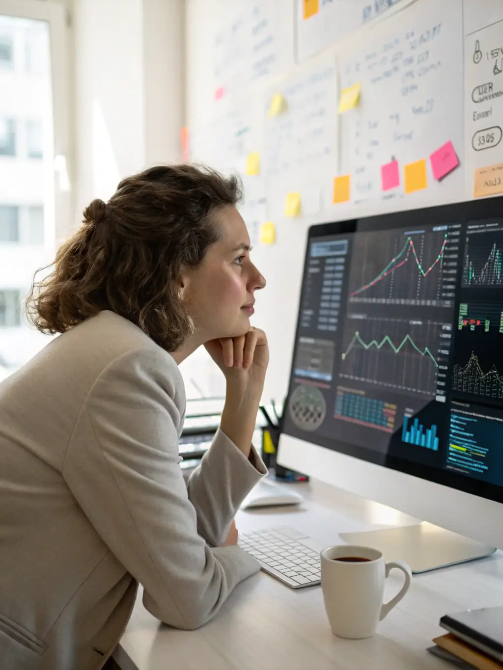 A virtual assistant using AI-powered tools to analyze data and generate insights, demonstrating the power of AI in decision-making.